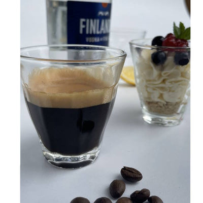 כוס וינטג׳ 85 מ״ל / כוס זכוכית קפה שחור קטן - 6 יח׳
